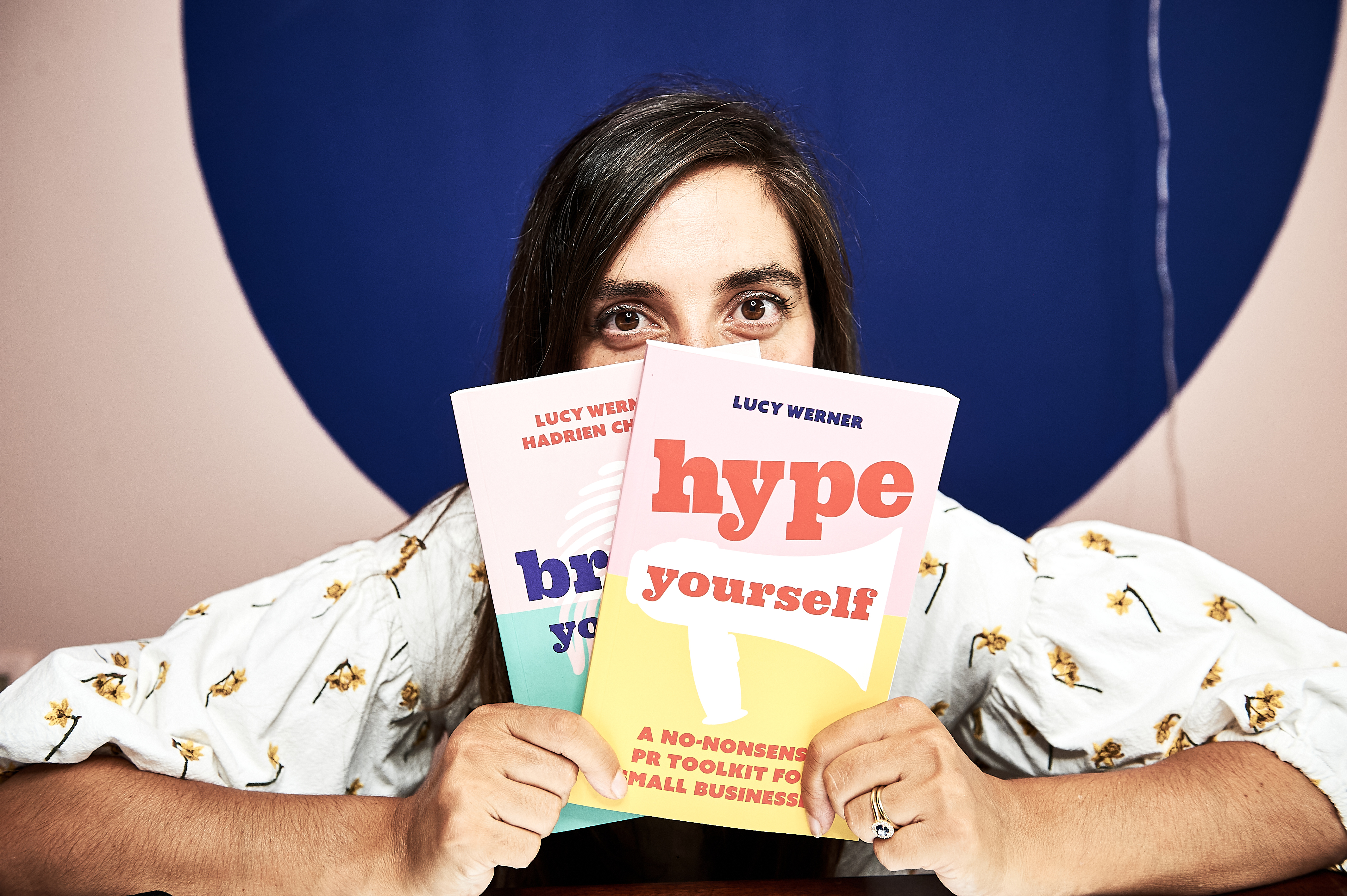 Lucy Werner with Hype Yourself and Brand Yourself books